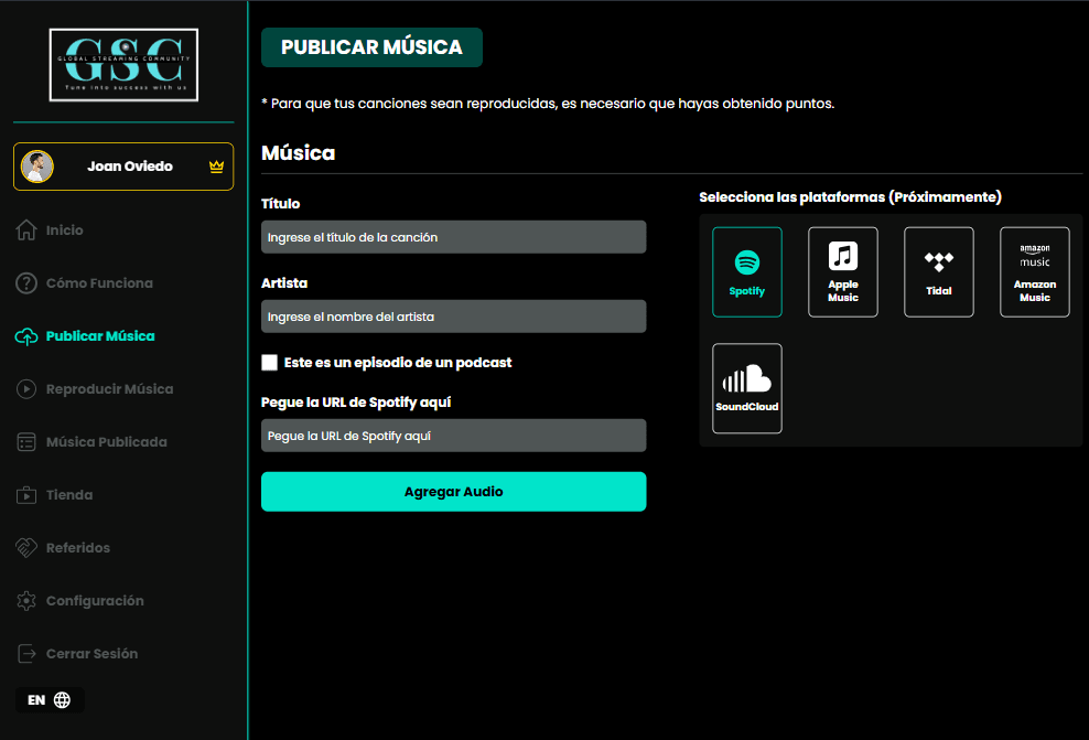 Vista previa del proyecto Global Streaming Community
