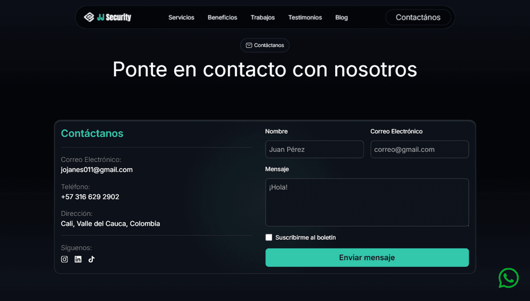 Vista previa del proyecto JJ Security