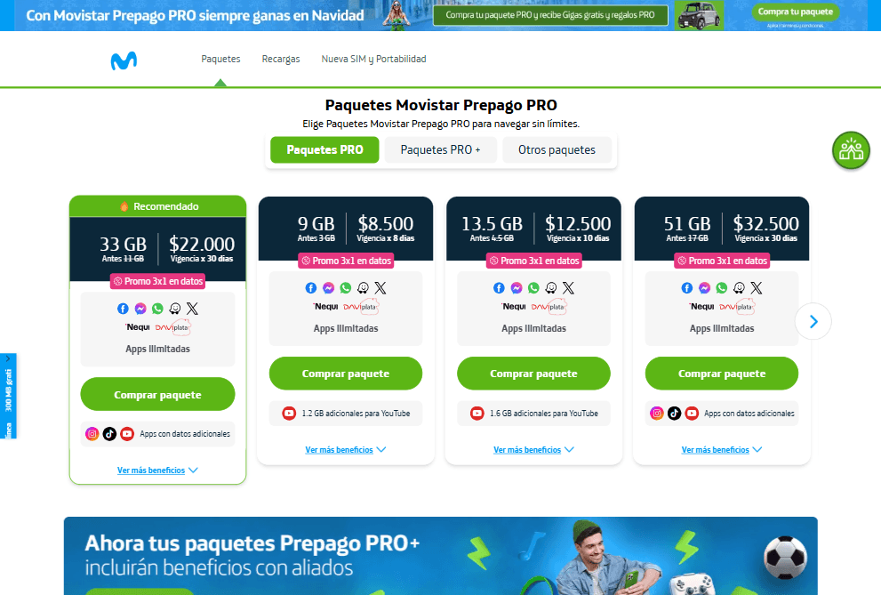 Vista previa del proyecto Paquetes Movistar Prepago Col