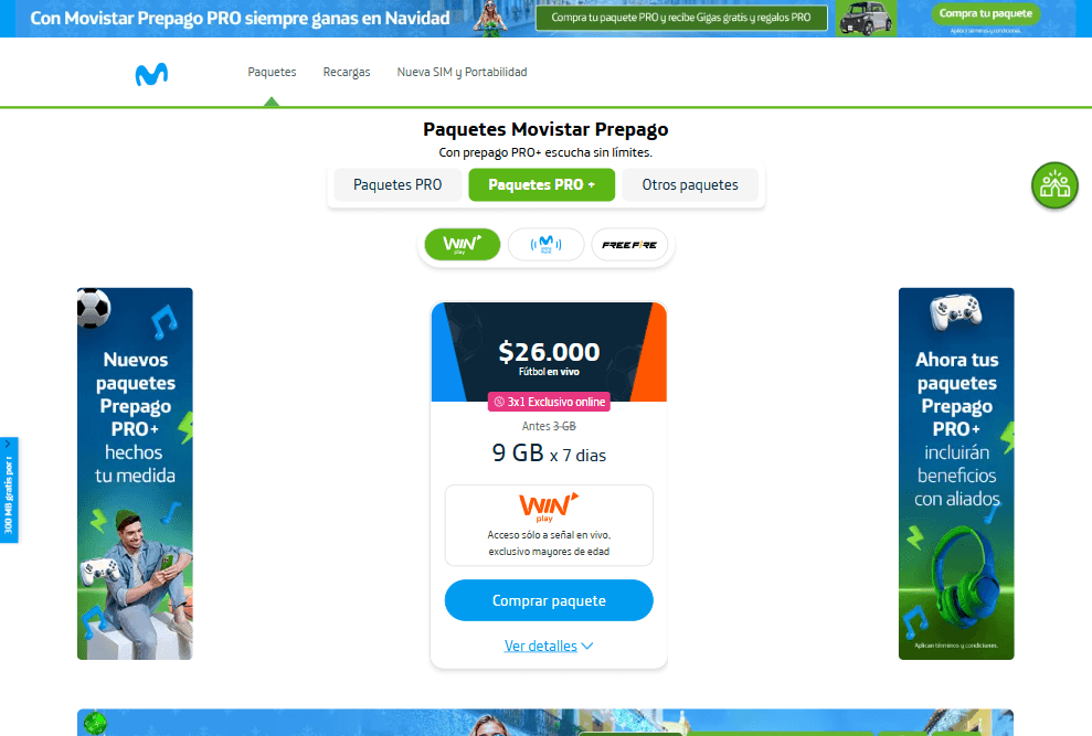 Vista previa del proyecto Paquetes Movistar Prepago Col